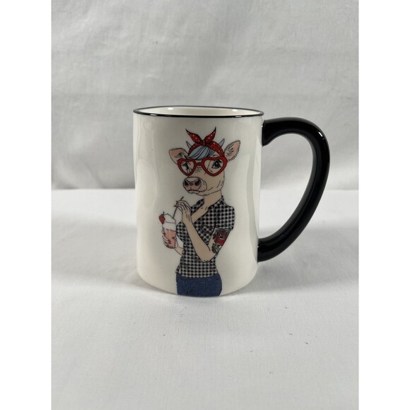 New Hipster Animal Coffee Mug Pig Stoneware 518ml 17.5 oz - Picture 1 of 6